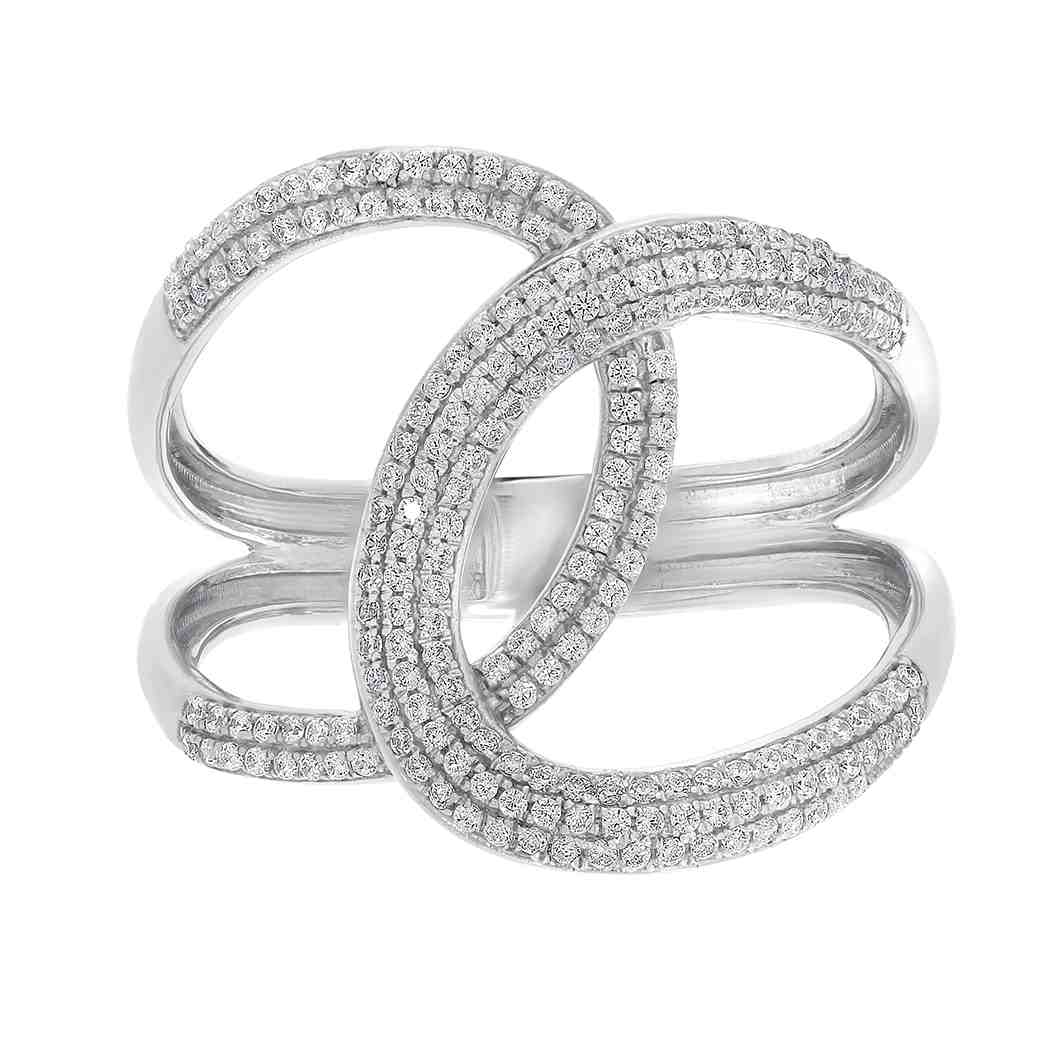 Diamond Double Loop Bypass Ring LR12219A